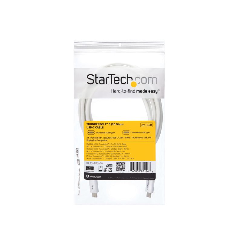 Startech-Cavo-Thunderbolt-3-Bianco-da-2mt-Compatibile-Displayport