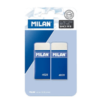 MILAN 4020 Pacchetto di 2 gomma rettangolare - panini pane - gomma sintetica morbida - cintura di cartone blu - bianco -