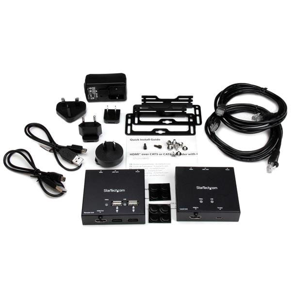 Startech-Extender-Hdmi-Via-Cat6-con-Hub-Usb-a-4-Porte-50mt-1080p