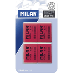 MILAN NATA 624 Pacchetto di 4 gomma rettangolare - plastica - morbida - non abrasiva - rosso/bianco