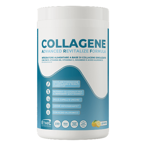 Ethicsport COLLAGENE idrolizzato con Acido Ialuronico Zinco Vitamina C B6 gusto Limone 400g