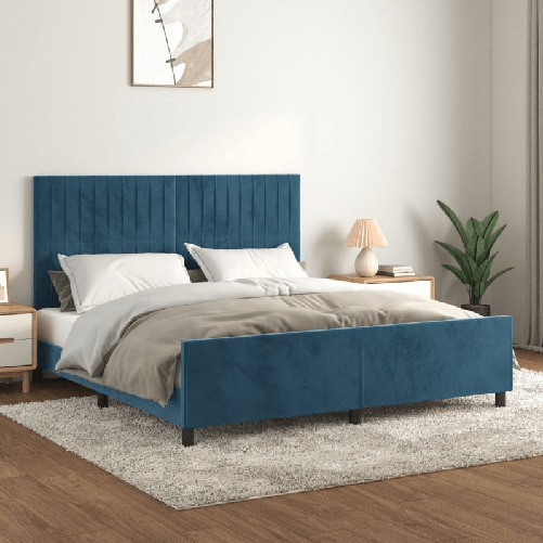 VidaXL Giroletto con Testiera Blu Scuro 160x200 cm in Velluto