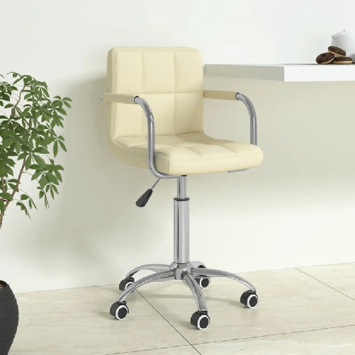 VidaXL Sedia da Ufficio Girevole Crema in Tessuto