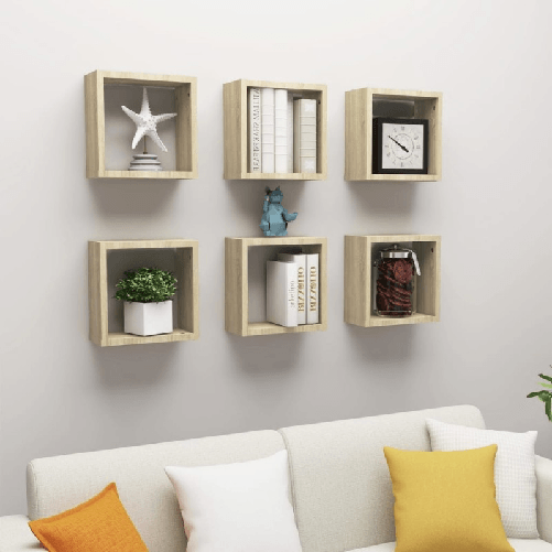 VidaXL Mensole a Cubo 6 pz Rovere Sonoma 30x15x30 cm