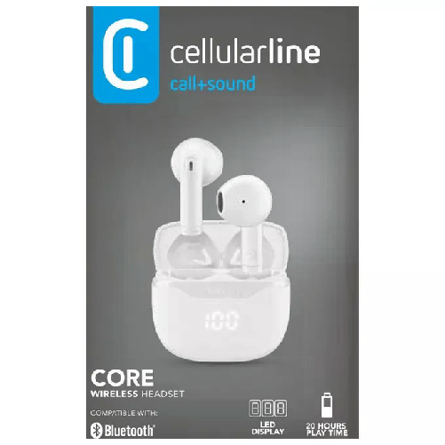 Cellularline Auricolare Bluetooth TWS CORE Bianco