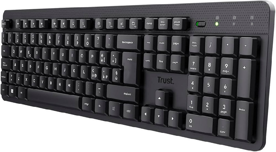Trust ody ii tastiera wireless silenziosa basso profilo usb nero qwerty uk