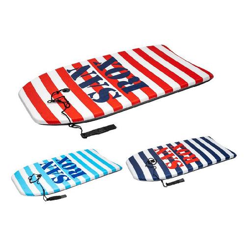 TrAdE Shop Traesio  Tavoletta Mare Eps 94cm Surf Bodyboard Stripe Righe Con Scritta Con Corda Caviglia 3501034 -