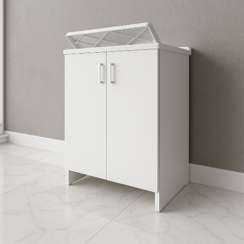 OGOMONDO Mobile lavanderia bianco lavabo resina 45x50x85 asse lavaggio cm doppia anta