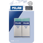 Milan Nata 520 Artist Confezione da 2 Gomme Rettangolari - Plastica - Striscia di Cartone Bianca - Non Danneggia la Carta - Colore Verde