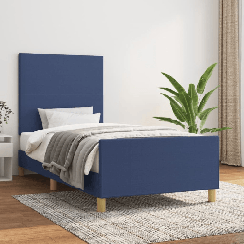 VidaXL Giroletto con Testiera Blu 90x190 cm in Tessuto
