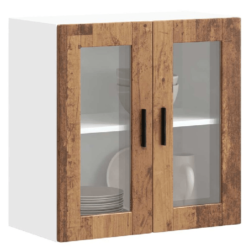 VidaXL Pensile da Cucina con Porta in Vetro Porto Legno Vecchio