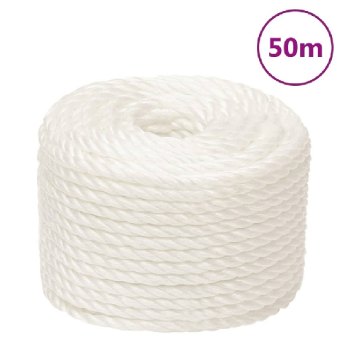 VidaXL Corda da Lavoro Bianca 10 mm 50 m in Polipropilene
