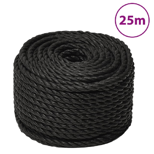 VidaXL Corda da Lavoro Nera 10 mm 25 m in Polipropilene