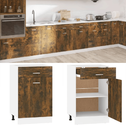 VidaXL Mobile con Cassetto Rovere Fumo 50x46x81,5 cm Legno Multistrato