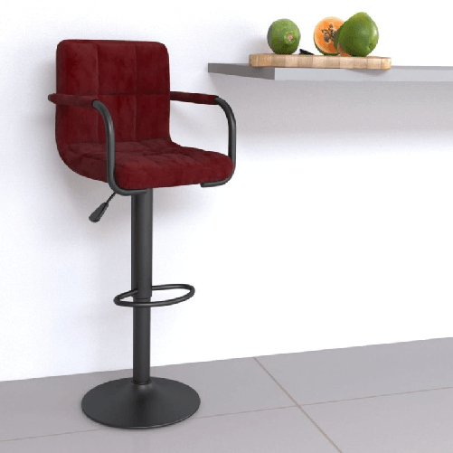 VidaXL Sgabello da Bar Rosso Vino in Velluto