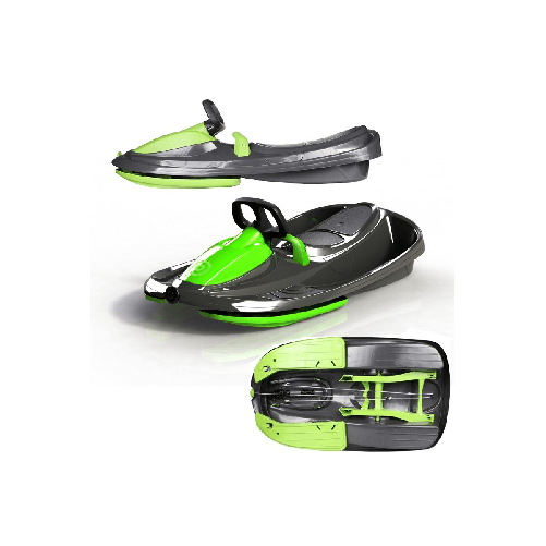 Bob-Doppio-Stratos-Freno-Volante-Nero-2-Posti-Slitta-Slittino-da-Neve-Max-120kg