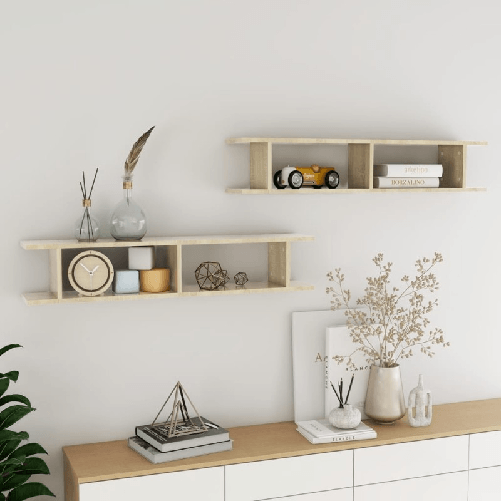 VidaXL Mensole Parete 2pz Rovere Sonoma 105x18x20cm Legno Multistrato