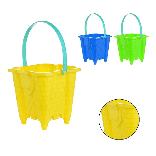 TrAdE Shop Traesio  Secchiello Da Spiaggia A Forma Di Castello In Plastica Colorata Gioco Mare 17x17cm 618581 -