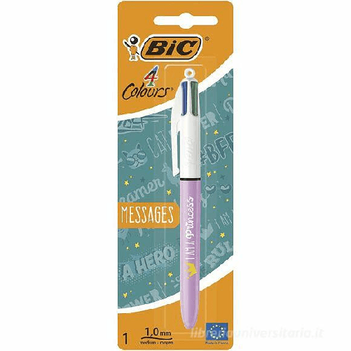 Bic penna a sfera 4 colori tie dye tratto 1 mm cancelleria multicolore