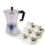 Muvip  Caffettiera in alluminio Muvip MV0601 - Capacità 6 tazze - Manico ergonomico - Antiaderente