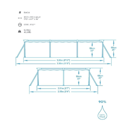 Piscina-Rettangolare-Steel-Pro-Frame-300x200-Fuoriterra-Senza-Pompa-Filtro-Bimbi