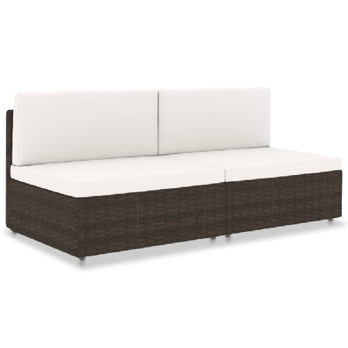 VidaXL Divano Modulare a 2 Posti in Polyrattan Marrone