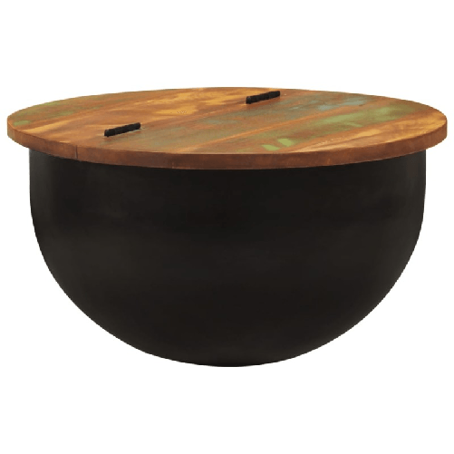 VidaXL Tavolino da Salotto Nero 50x27 cm in Legno Massello di Recupero