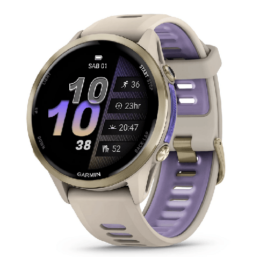 Garmin Forerunner 970 Soft gold titanium cinturino french grey/translucent indigo 010-02969-12