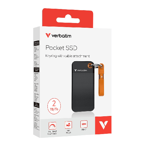 Verbatim pocket ssd 2 tb usb tipo-c 3.2 gen 2 (3.1 gen 2) nero, arancione - 32197