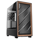 Antec flux case pc midi tower atx/itx/micro atx nero e legno con finestra laterale