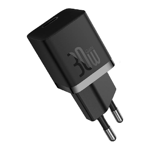 Baseus caricatore usb-c gan5 30w ricarica rapida universale compatto nero