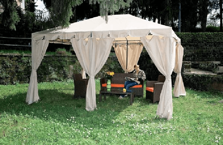 I giardini del re Gazebo armonia in acciaio 3x4 colore ecrù yf-3246 dimensioni 300 x 400 x h 265 cm