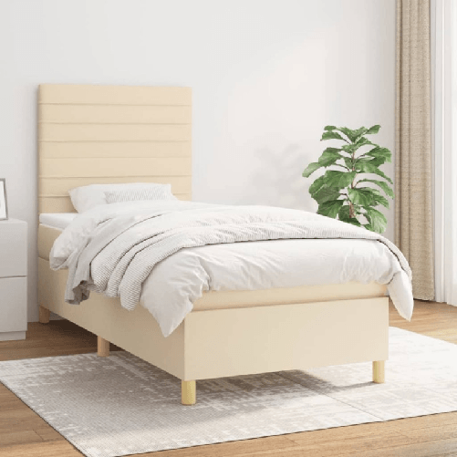 VidaXL Giroletto a Molle con Materasso Crema 100x200 cm in Tessuto