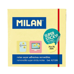 MILAN BLOC di 90 note super adesive - rimovibile - maggiore permanenza - 76 mm x 76 mm - colore giallo chiaro