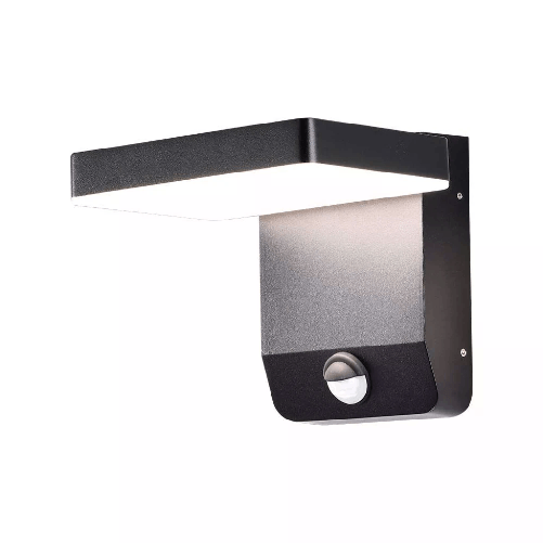 V-TAC Lampada LED da Muro Quadrata 17W 150LM/W con Sensore Colore Nero 4000K IP65