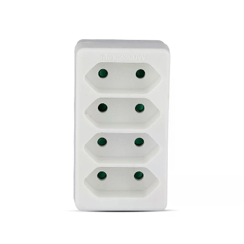 V-TAC Adattatore Multipresa con 4 Prese Frontali 25A e Spina Schuko Colore Bianco