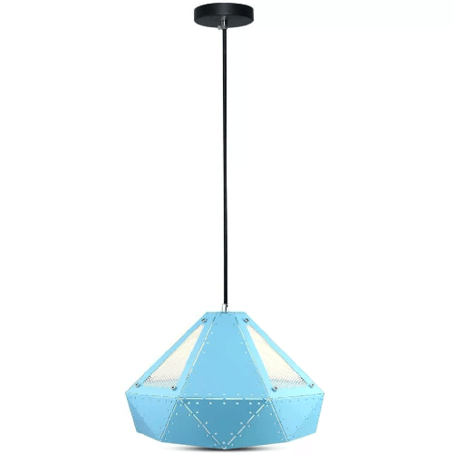 V-TAC Lampadario LED a Prisma in Metallo con Portalampada E27 (Max 60W) Colore Blu