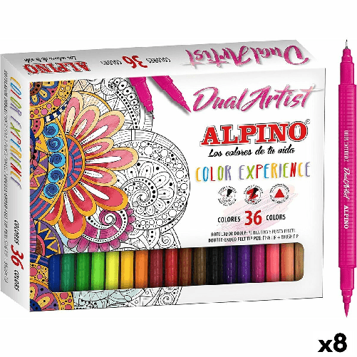Alpino Set di Pennarelli Alpino Dual Artist Multicolore (8 Unità)