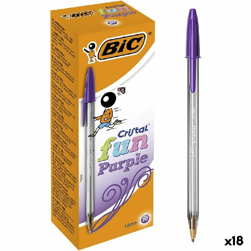 Bic Set di Penne Bic Cristal Fun Porpora 1,6 mm (18 Unità)