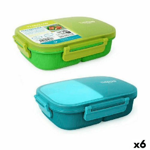 ThermoSport Porta pranzo Ermetico ThermoSport 3 Compartimenti Rettangolare 900 ml (6 Unità)