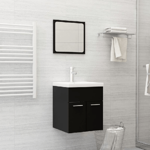 VidaXL Set Mobili da Bagno Nero in Truciolato
