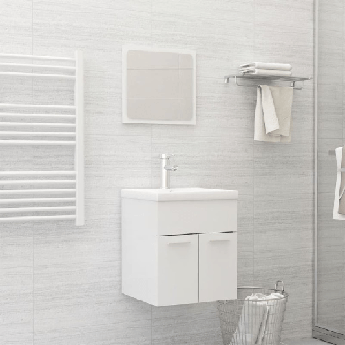VidaXL Set Mobili da Bagno Bianco Lucido in Truciolato