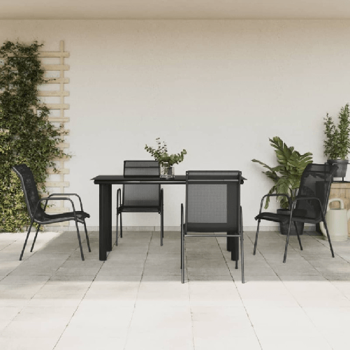 VidaXL Set da Pranzo da Giardino 5 pz Nero in Acciaio e Textilene