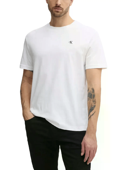 CALVIN KLEIN JEANS T SHIRT MAGLIA UOMO CALVIN KLEIN JEANS J30J327473 COTONE BIANCO ORIGINAL PE 2025