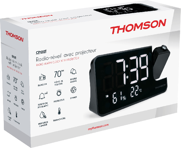 Thomson radiosveglia con proiettore fm doppio allarme temperatura umidità usb-c