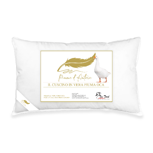 Tex family  Cuscino Letto Matrimoniale in Piuma d’Oca 50x80 cm | Guanciale Ergonomico