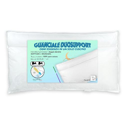 Tex family  Guanciale DuoSupport con Doppia Imbottitura, Cuscino Letto Morbido e Duro