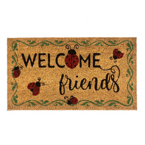 Tex family  Tappeto Ingresso Esterno in Cocco - Zerbino Antiscivolo Welcome con Coccinelle - 40x70 cm