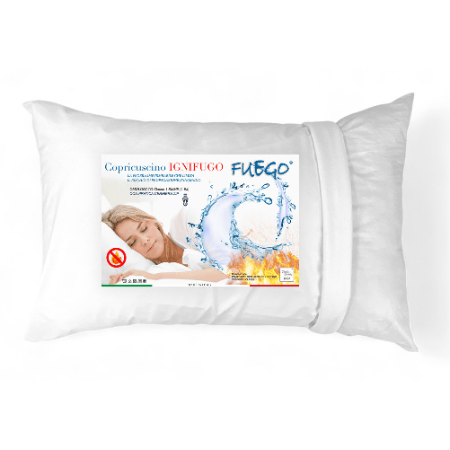 Tex family  Copriguanciale Impermeabile Ignifugo "FUEGO" Classe 1 con Cerniera Zip, Antiacaro, Made in Italy