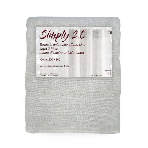 Tex family  Tenda Simply 2.0 Beige Effetto Lino - 200x300 cm - con Fettuccia per Bastone o Binario